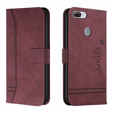 QIWEIQING Funda Huawei P Smart 2018 con Tapa, Funda Movil Huawei P Smart 2018, Funda Libro Honor 9 Lite Carcasa Magnético Funda para Huawei P Smart 2018 / Honor 9 Lite .Red Wine HX