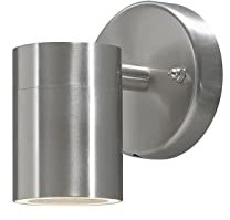 Konstsmide Kleine LED Außenwandleuchte Downlight aus Edelstahl 9cm, Silber