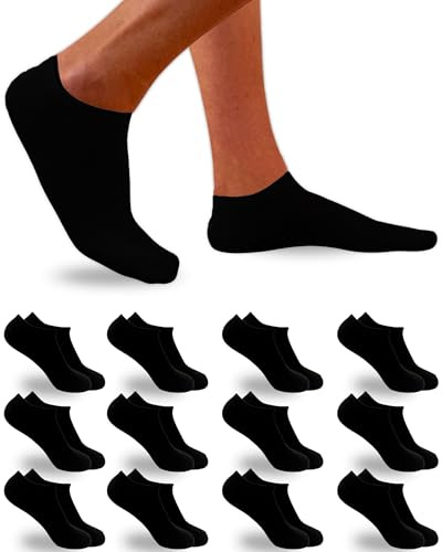 DIVABONNA 12 Paires Chaussettes Basses Homme Femme - Socquettes Courtes Coton Respirant (35-40, Noir)