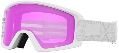 Giro Dylan Snow Goggle 2023 – Damen-Rahmen, weißer Flocken-Rahmen mit bernsteinfarbenen pink/klaren Gläsern, Größe M