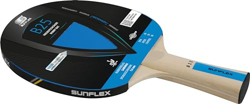 Sunflex® Color COMP B25 Tischtennisschläger | Tischtennis Racket Bat TT Hobby Freizeitschläger mit konkavem Griff | ITTF zertifizierter Blauer Belag | für Anfänger | leichtes Gewicht