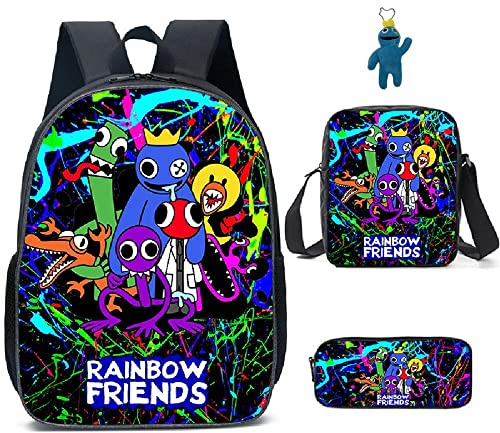 GDFENDU Ensemble de 3 sacs à dos avec porte-clés, 40,6 cm imprimé 3D pour ami, sac à déjeuner haute capacité, cartable pour garçon et fille., C