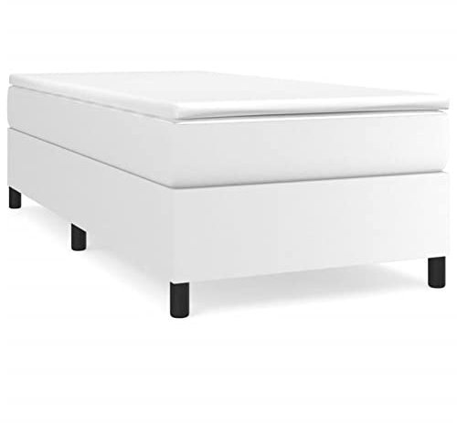 Tidyard Polsterbett Bett Kunstlederbett Doppelbett Bettgestell Bettrahmen Lattenrost Rahmenbettgestell Schlafzimmerbett Schlafzimmermöbel Seniorenbett 80 x 200 x 5 cm (B x L x H) Kunstleder Weiß