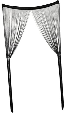 Garneck Fadenvorhang Schwarz Für Türrahmen Linienvorhang Mit Schnurfaden-Design Türvorhang Als Raumteiler Oder Fensterdekoration Praktische Abtrennung Für Zimmer Und Öffentliche Bereiche