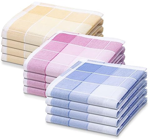 JEMIDI Taschentücher aus Baumwolle - 12x Stofftaschentücher im Set - Taschentuch aus Stoff für Herren - Herrentaschentücher wiederverwendbar - versch. Farben