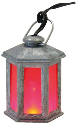 FADEDA Farol rojo, 6 angulares, 3,5 V/altura: 4 cm, pintado a mano, figuras de belén detalladas, decoración de mesa de Navidad, accesorios para belén