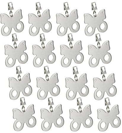 Relaxdays Pesos para Mantel de Mariposa, Set de 16, Plomos para Cortinas, Sujetamanteles, Acero Inoxidable, Plateado