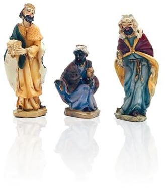 Gesar Figuren aus 3 Heiligen Drei Königen für Krippe, 7 cm, 3-teiliges Set aus Harz, handbemalte Figuren - Weihnachtskrippe