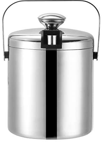 MOOWI Eiskübel 1.3l Eiskübel mit Deckel und Filter Edelstahl EIS Eimer Doppelwand Eiswürfel Container Bar Home Ice Eimer Hält eiskalt und trocken