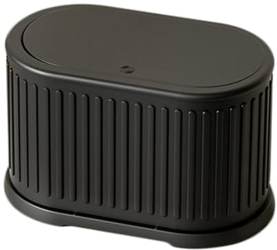 Koomuao Poubelle de Table avec Couvercle à Bouton-Poussoir, Petite Poubelle en Acier inoxydable pour Cuisine, Chambre, Salle de Bain, Bureau Poubelle De Table De Maquillage Desk Trash Can (Noir)
