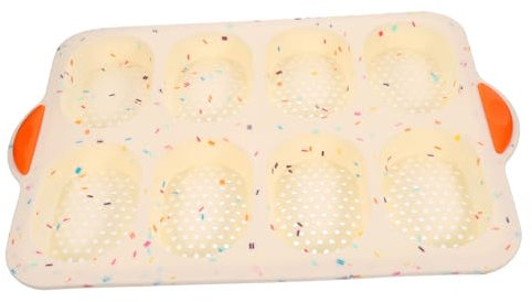 BESTonZON Brötchenbackform Backblech Silikon Kuchenform Antihaft 8- Beige Streifen