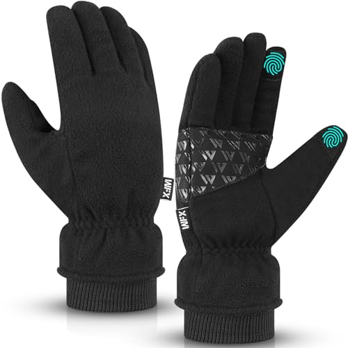 WFX Winter Gloves Windproof Ski Glove Thinsulate Thermal Gloves TouchScreen Anti Slip Warm Glove's for Climbing Skiing Cycling Running Hiking Snowboarding Outdoor Sports Men and Women (Black, XL)