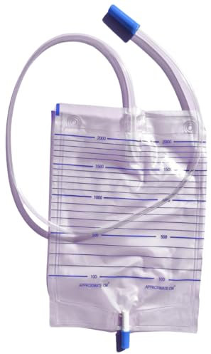 DOC Sacche per Urina con Valvola Antireflusso e Rubinetto con Tubo 130 cm, Capienza 2000 ml, Confezione da 30 pz, con Valvola Antireflusso e Scarico, Tubo 130 cm, 2 Litri (Confezione 30 pz)