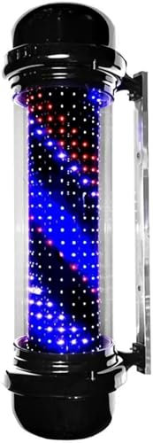 Luz LED Poste Peluquero, Letrero PeluqueríA Al Aire Libre IluminacióN Giratoria Tiras Giratorias Rojas Blancas Y Azules DecoracióN LáMpara Pared Exteriores Impermeable(28 Inch)