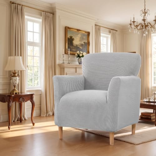 LiveGo Stretch-Sesselbezug mit Armlehnen, Elastischer Strick Spannbezug für Sessel & Polsterstühle, Universelle Passform für Wohnzimmer, Büro, Abdeckung zum Schutz vor Flecken, Haaren & Verschleiß