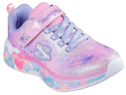 Skechers Fille Eternal Heart Lights, Light Pink Sparkle Mesh Multi Trim, 23 EU