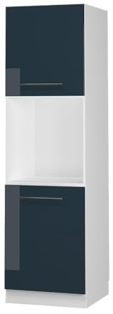 Vicco Herdumbauschrank Fame-Line, Dunkelblau Hochglanz, 60 cm | MDF-Front · Soft-Close · Höhenverstellbare Füße · Metallgriffe · Einfache Integration ✓