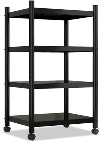 ILOOXI Beweglicher AV-Medienständer Mit 4 5 Höhenverstellbarem Regal, HiFi-Rack AV-Regal Mit Rollen, Audio-Rack-Schrank, CD-Player-Ständer(4-Tier,50x40x100cm)
