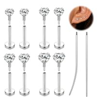 16G 18G Lip Bars Labret Rings Long Internally Threaded Nose Ring Stud Gold