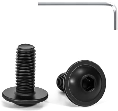 Tunejoy 20 Piezas Tornillos de Cabeza Alomada con Brida M5 x 12 mm Negro Tornillo de Cabeza Hexagonal de Acero Inoxidable A2 V2A Tornillos Máquina con llave Allen Rosca Completa