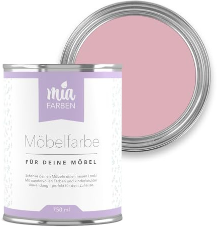 miafarben Möbelfarbe ohne Schleifen matt 750 ml (Liebliche Erdbeercreme) | Hochdeckend auf Holz, Metall & Kunststoff – matter Möbellack für Schrank, Kommode & Küche, wasserbasiert
