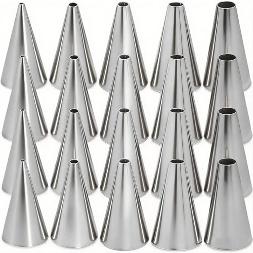 20 PCS Round Piping Tip Stainless Steel Cream Cupcake Nozzles Frosting Macaron Cake Decorating Tools Multipurpose Pastry Piping for Small Pastries Puffs Cupcakes Filling Donuts Other Pastries（5 Sizes）
