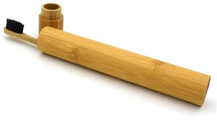 LRXIYODE Zahnbürste Mit Naturgriff Aus Holz Biologisch Abbaubar Umweltfreundliche Holzzahnbürste Mit Weichen Borsten in Aufbewahrungsröhre Aus Holz Schwarz