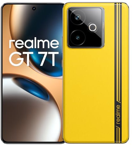 realme GT7T 5G Smartphone 12+512GB, Cámara IMX896 Flagship, Chipset MTK8400-MAX Flagship, Pantalla Pro-Esports 6.78'' 120Hz, Batería 7000mAh, Ultra Charge 120W, IP69, GT Boost, Android 15-Amarillo