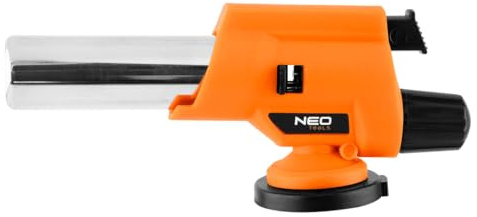NEO TOOLS Lötbrenner, Gasbrenner für den Haushalt, Gastronomie, Fischerei | Handwerks- und Autowerkstätten, Piezo-Zündung, Brenner mit Butan-/Propan-Butan-Gas, Einfach und sicher zu bedienen