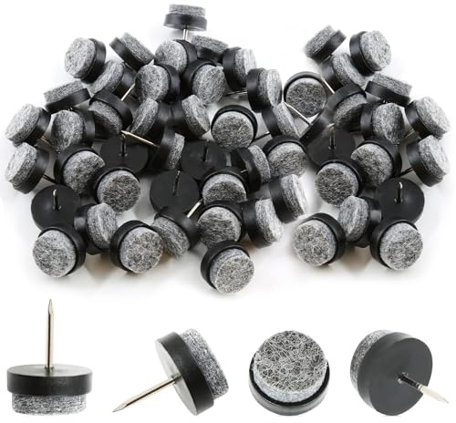 Noaxylic 50 Pezzi Feltrini Sedie, Diametro 22mm Feltro per Sedia con Chiodo Rotondo, Feltrini per Sedie, con Chiodo Feltro per Mobili, per Gambe di Sedia in Legno Duro Tavoli Laminato Parquet (Nero)