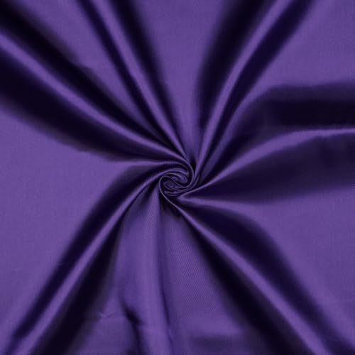 VmG-Store Tessuto di raso, 2 m x 146 cm, tessuto di raso coupon, non al metro, in poliestere setoso da cucire, per vestiti, tende, costumi, abito da donna, gonna (027 viola scuro)
