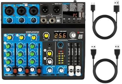 Mixer USB A 5 Canali Controller Audio DJ Mini Mixer Audio Professionale Console Di Missaggio Audio Portatile Con 256
