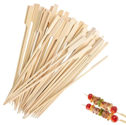 Bambusspieße, Grillspieße, Schaschlikstäbe, Holzpaddel-Picker, Bambusspieße, flache Burger-Paddelstäbchen, Holz, Mini-Holz-Rührstäbchen, Charcuterie-Zubehör, 200 Stück
