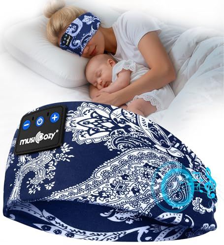 MUSICOZY Cooling Sleep Headphones Bluetooth Headband for side sleepers | Ultra-Soft Breathable Sleeping Headphones for Hot Nights & Better Sleep,No Ear Pressure,Bluetooth 5.4,16H Playtime