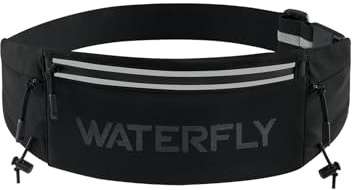 WATERFLY Marsupio Running per Uomo Donna: Cintura da Corsa con Chiusura a clip per Triathlon Maratona Porta Cellulare Corsa Running Belt con 3 Tasche per Jogging Sportivo Trekking Camminata Fitness