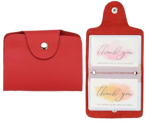 QUARKZMAN 2 Piezas Portatarjetas De Cuero Organizador De Tarjetas De Negocios Estuche Delgado Para Tarjetas De Identificación Monedero Con 24 Ranuras Para Hombres Y Mujeres Rojo