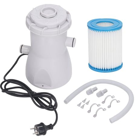 ZenithAur Pompa Filtro per Piscina Design a configurazione Rapida per Piscine gonfiabili e con Cornice, Mantiene l'acqua limpida, Pompa Filtro a Cartuccia per Piscina con