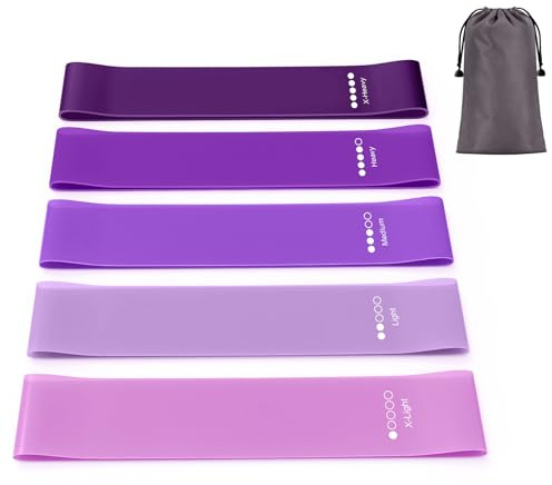 5 Bandes Elastique Musculation avec 5 Niveaux de Force, Elastique Sport pour Fitness Pilates Yoga la Musculation -Bande de Resistance Musculation avec Sac de Rangement