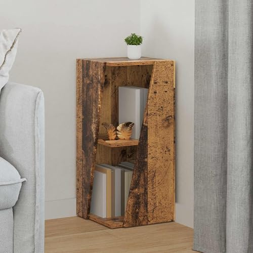 YunCangg sidohylla, gammalt trä, 33 x 32 x 70,5 cm, trämaterial, fristående, hållbar, för vardagsrum, sovrum, kontor, med PVC-möbelkuddar, modern design