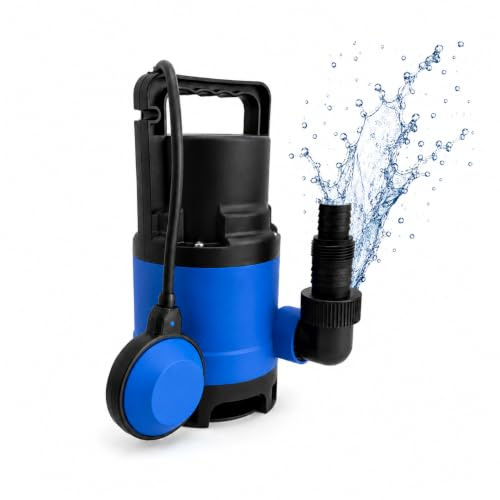 400 W Schmutzwasser Tauchpumpe mit 7500 l/h Förderleistung – max. 5 m Förderhöhe, 4 m Eintauchtiefe, 10 m Kabel, Schwimmerschalter & Thermoschutz Überschwemmung & Hochwasser flachsaugend