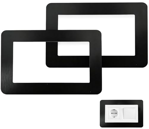 2PCS Black Double Light Switch Surround,Black Matte Acrylic Cover Plates | Decorative Cover Frame For Switches,Self-Adhesive Square,Easy Installation,Durable,For Wall And Light Switches,14.6 × 8.6 Cm