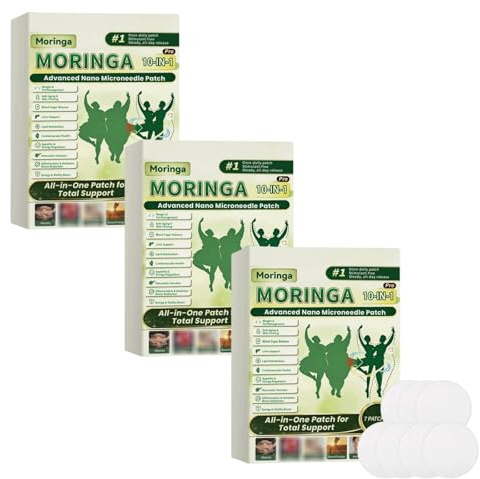 Moringa 10-i-1 avancerade nano-mikronedle-lappar, 7 lappar, daglig transdermal lapp för viktledning, blodsockerbalans, liver support och energiboost