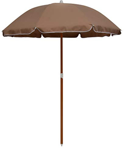 Yisssmeng Ombrellone da balcone da 180 cm, con robusto palo in acciaio effetto legno e 8 stecche, ombrellone da giardino per balcone, terrazza e spiaggia, altezza 190 cm, tortora