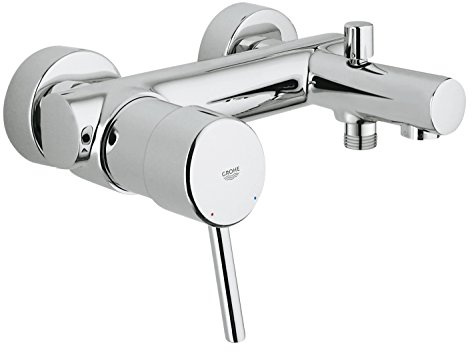 GROHE Concetto, Badewannenarmatur (Duscharmatur für die Badewanne, Mischbatterie mit automatischer Umstellung Wanne/Brause, mit integriertem Rücklaufventil, S-Anschlüsse), chrom, 32211001