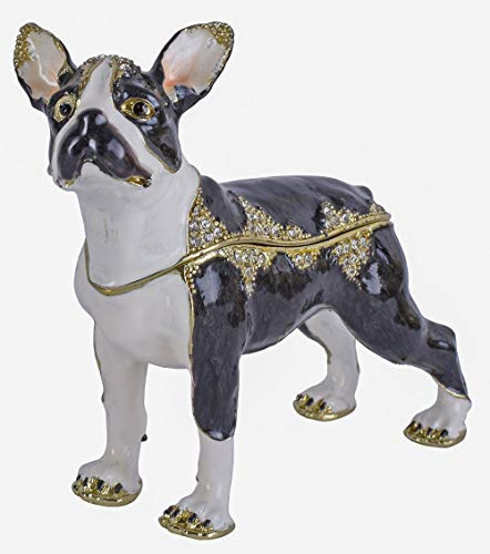 Schmuckdose Hundefigur Pillendose Boston Terrier Schmuckkästchen Hund cl225 Palazzo Exklusiv