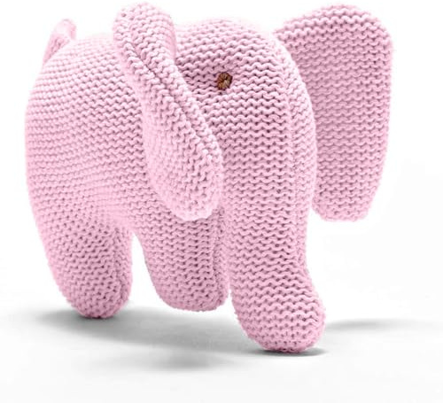 Best Years | Knitted Organic Cotton Pale Pink Elephant Baby Rattle | Newborn Gift | Baby Safe from Birth | Machine Washable | 8cm x 12cm | Ethically Sourced | BY4204 | Baby Toy