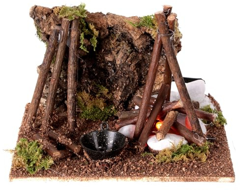 Holyart Elektrisches Lagerfeuer für Krippe 12x15x15 cm
