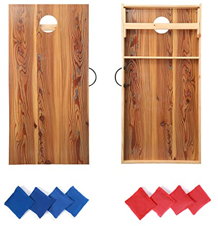 OOFIT Solid Wood Premium 2'x4' Official Size Cornhole Game Set -Portable Waterproof Corn Hole Outdoor Boards, with 8 Tossing Bags Retro Printed: 2 x 4 FT