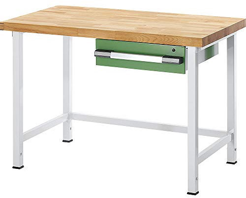 eurokraft | Höhenverstellbare Werkbank | Gestellbauweise | 1 Schublade | Breite 1000 mm | anthrazit/blau