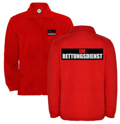 LOCO Rettungsdienst Herren Fleece Jacke - Arbeitsjacke Pullover Full Zip - Warmes Fleece mit hohem Kragen & Seitentaschen L17 red (L)